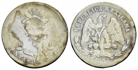 Mexico. 25 centavos. 1876. Guanajuato. S. (Km-406.5). Ag. 6,35 g. Scarce. F/Almost VF. Est...35,00. 

Spanish description: México. 25 centavos. 1876...
