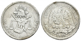 Mexico. 25 centavos. 1881. Guanajuato. S. (Km-406.5). Ag. 6,65 g. Minor marks. Choice VF/Almost VF. Est...40,00. 

Spanish description: México. 25 c...