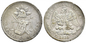 Mexico. 25 centavos. 1885. México. M. (Km-406.7). Ag. 6,73 g. VF/Choice VF. Est...40,00. 

Spanish description: México. 25 centavos. 1885. México. M...