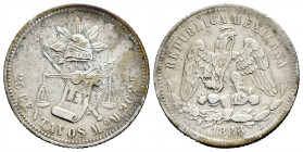 Mexico. 25 centavos. 1888. México. M. (Km-406.7). Ag. 6,68 g. Knock on reverse. VF. Est...40,00. 

Spanish description: México. 25 centavos. 1888. M...