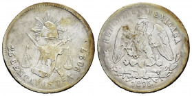 Mexico. 25 centavos. 1875. Zacatecas. A. (Km-406.9). Ag. 6,57 g. Almost VF. Est...35,00. 

Spanish description: México. 25 centavos. 1875. Zacatecas...