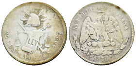 Mexico. 25 centavos. 1876. Zacatecas. S. (Km-406.9). Ag. 6,86 g. Toned. Choice F. Est...30,00. 

Spanish description: México. 25 centavos. 1876. Zac...