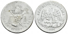 Mexico. 25 centavos. 1884. Zacatecas. S. (Km-406.9). Ag. 6,52 g. Choice F. Est...25,00. 

Spanish description: México. 25 centavos. 1884. Zacatecas....