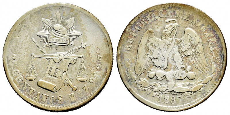 Mexico. 25 centavos. 1887. Zacatecas. Z. (Km-406.9). Ag. 6,70 g. Choice F. Est.....