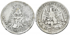 Mexico. 50 centavos. 1872. Zacatecas. H. (Km-407.7). Ag. 13,05 g. Hairlines. Almost VF. Est...25,00. 

Spanish description: México. 50 centavos. 187...