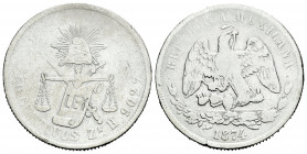 Mexico. 50 centavos. 1874. Zacatecas. H. (Km-407.7). Ag. 13,22 g. Choice F. Est...25,00. 

Spanish description: México. 50 centavos. 1874. Zacatecas...