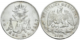 Mexico. 1 peso. 1872. Guanajuato. S. (Km-408.4). Ag. 27,05 g. Minor marks. A good sample. Choice VF/Almost XF. Est...90,00. 

Spanish description: M...