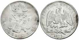 Mexico. 1 peso. 1873. Guanajuato. S. (Km-408.4). Ag. 27,03 g. Minor marks. A good sample. Choice VF/Almost XF. Est...90,00. 

Spanish description: M...