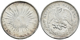 Mexico. 1 peso. 1900. Guanajuato. RS. (Km-409.1). Ag. 26,78 g. Scarce. Choice VF/VF. Est...60,00. 

Spanish description: México. 1 peso. 1900. Guana...
