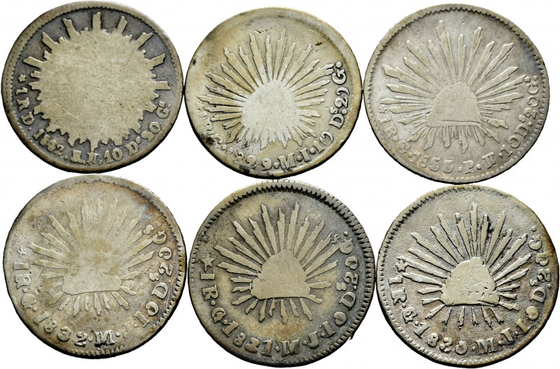 Mexico. Set of 6 coins of 1 Real. Containing the next years: Durango 1842 RM, 18...