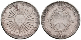 Argentina. Río de la Plata. 8 reales. 1813. Potosí. J. (Km-5). Ag. 26,47 g. Scarce. VF. Est...600,00. 

Spanish description: Argentina. Río de la Pl...