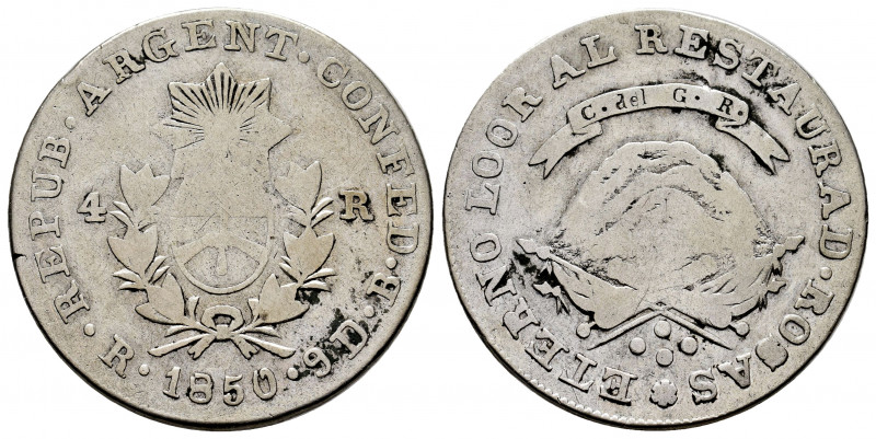 Argentina. 4 reales. 1850. La Rioja. RB. (Km-20). Ag. 13,26 g. Choice F. Est...8...