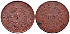 Argentina. 2 reales. 1854. Buenos Aires. (Km-9). Ae. 8,05 g. Choice VF. Est...40,00. 

Spanish description: Argentina. 2 reales. 1854. Buenos Aires....