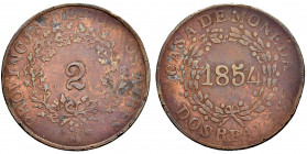 Argentina. 2 reales. 1854. Buenos Aires. (Km-9). Ae. 7,36 g. Choice F. Est...15,00. 

Spanish description: Argentina. 2 reales. 1854. Buenos Aires. ...