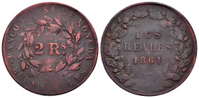 Argentina. 2 reales. 1861. Buenos Aires. (Km-11a). Ae. 7,46 g. Choice F. Est...25,00. 

Spanish description: Argentina. 2 reales. 1861. Buenos Aires...
