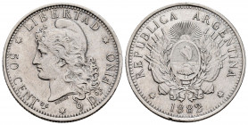 Argentina. 50 centavos. 1882. (Km-28). Ag. 12,52 g. Choice VF. Est...60,00. 

Spanish description: Argentina. 50 centavos. 1882. (Km-28). Ag. 12,52 ...