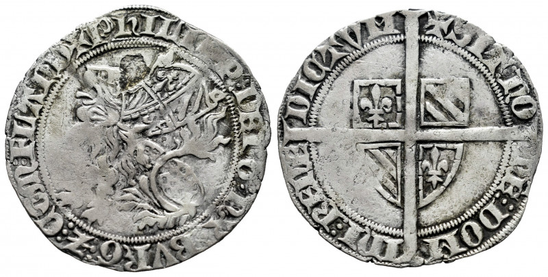 Belgium. Philip the Bold (1384-1404). Double gros botdraeger. Flanders. (B-2241)...