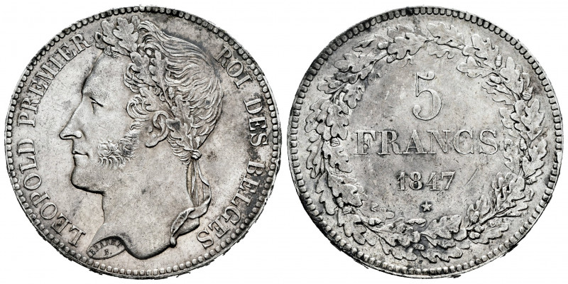 Belgium. Léopold I (1831-1865). 5 francs. 1847. (Km-3.2). Ag. 24,99 g. Minor hai...