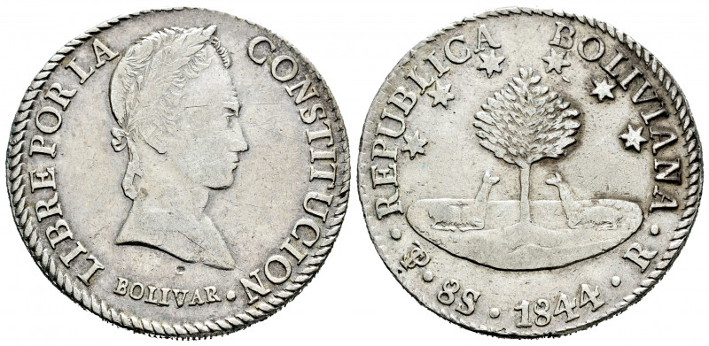 Bolivia. 8 soles. 1844. Potosí. R. (Km-103). Ag. 26,90 g. Minor hairlines. Choic...