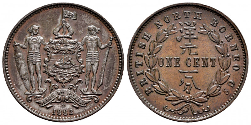 British North Borneo. 1 cent. 1882. Heaton. H. (Km-2). Ae. 9,41 g. XF. Est...40,...