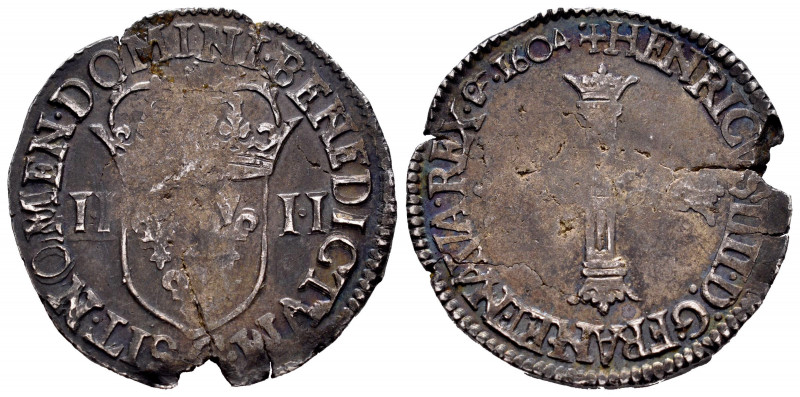 France. Henri IV. 1/4 ecu. 1604. Saint-Lô. (Duplessy-1230). Ag. 9,55 g. Lightly ...