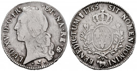 France. Louis XV. 1 ecu. 1765. Pau. (Km-518). (Gad-322a). Ag. 29,04 g. Minor nicks on edge. Adjustment lines. Almost VF. Est...50,00. 

Spanish desc...