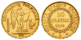 France. 20 francs. 1875. Paris. A. (Km-825). (Gad-1063). Au. 6,43 g. XF. Est...350,00. 

Spanish description: Francia. III República. 20 francs. 187...