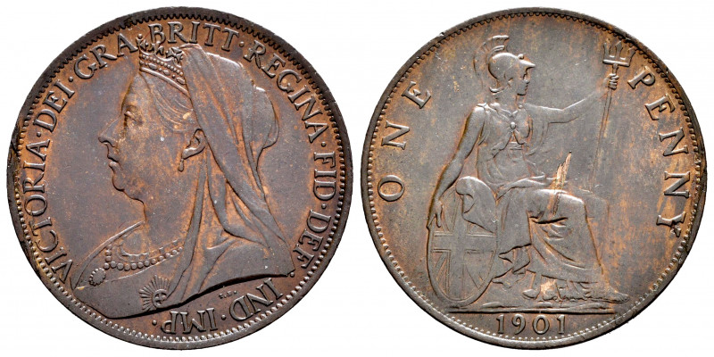 Great Britain. Victoria Queen. 1 penny. 1901. (Km-790). Ae. 9,23 g. Planchet fla...