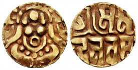 India. Sultans of Dehli. Ghorids Muhammad bin Sam. Stater. AD 1193-1206 / AH 589-602. (G&G D6; Rajgor 737; Mitch., NSW, 512-513). Au. 4,07 g. VF. Est....