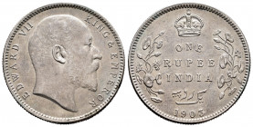 British India. Edward VII. 1 rupee. 1903. Calcutta. (Km-508). Ag. 11,67 g. Minimal marks. Almost XF. Est...40,00. 

Spanish description: India Britá...