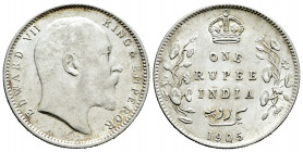British India. Edward VII. 1 rupee. 1905. (Km-508). Ag. 11,66 g. Almost XF/XF. Est...50,00. 

Spanish description: India Británica. Edward VII. 1 ru...