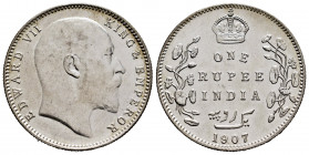 British India. Edward VII. 1 rupee. 1907. Mumbai. (Km-508). Ag. 11,69 g. Minor marks on obverse. Cleaned. XF. Est...40,00. 

Spanish description: In...