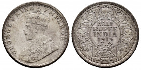 British India. George V. 1/2 rupee. 1913. Mumbai. C. (Km-518). Ag. 5,85 g. Soft tone. Choice VF/XF. Est...80,00. 

Spanish description: India Britán...