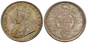 British India. George V. 1 rupee. 1911. Calcutta. Pig type. (Km-523). Ag. 11,72 g. Beautiful old cabinet tone. Almost MS. Est...150,00. 

Spanish de...