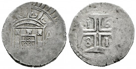 Portuguese India. D. Pedro, Prince Regent (1667-1683). Xerafim (300 reis). 1681. Goa. (Km-73). (Gomes-07.08). Ag. 10,40 g. VF. Est...200,00. 

Spani...
