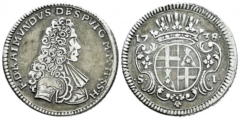 Malta. Ramon Despuig (1736-1741) . 1 scudo. 1738. Valetta. (Km-203). (Restelli-1...