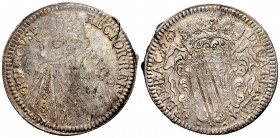 Ragusa. 1 thaler. 1767. GB-DM. (Km-18). Ag. 28,36 g. Soft tone. Scratches on reverse. Minor striking error on edge. Attractive. Choice VF. Est...160,0...