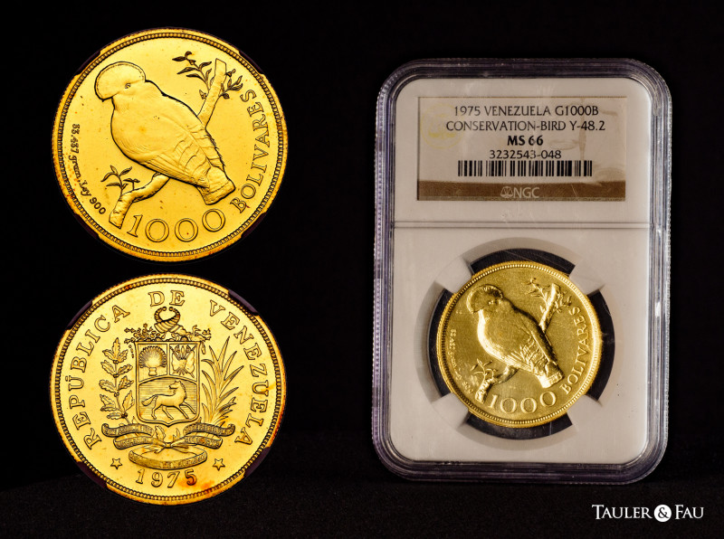 Venezuela. 1000 bolívares. 1975. (Km-Y48.2). (Fried-8). Au. Slabbed by NGC as MS...