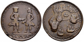 Great Britain. Vernon Admiral. Medal. 1741. Cartagena de Indias. Anv.: Full standing portraits of Ogle and Vernon facing each other, legend ADMIRAL VE...