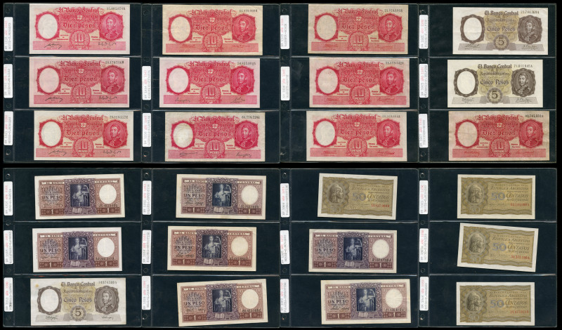 Argentina. Advanced collection with 92 banknotes Moneda Nacional Type. Rigorous ...