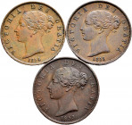 Great Britain. Victoria Queen. 1/2 penny. 1853, 1854 y 1855. (Km-726). Ae. Almost VF/VF. Est...50,00. 

Spanish description: Gran Bretaña. Victoria....