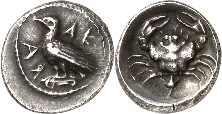SIZILIEN. 
AKRAGAS (Agrigento). 
2 Litren (471/430 v.Chr.) 1,33g. Adler steht ...