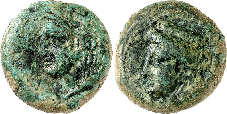 SIZILIEN. 
THERMAE HIMERENSIS. 
AE-19mm 407/406 v. Chr. 9,18g. Kopf des Herakl...