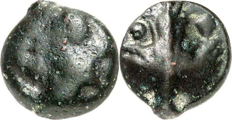 SIZILIEN. 
SELINUS. 
Guss-AE-18x16mm Hexas (415/409 v.Chr.) 6,49g. Selinos-Kop...