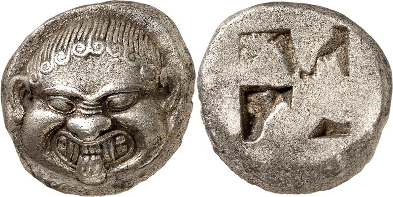 MAKEDONIEN. 
NEAPOLIS (Kavala). 
Stater (530/450 v.Chr.) 9,68g. Gorgonenhaupt ...