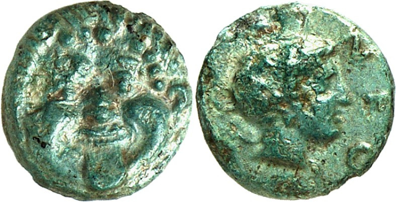 MAKEDONIEN. 
NEAPOLIS (Kavala). 
AE-Chalkus 10,5mm (410/350 v.Chr.) 0,98g. Gor...