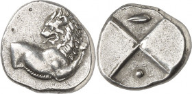 THRAKIEN. 
STÄDTE. 
CHERSONNESOS (Gallipoli). Triobolon (350/330 v.Chr.) 2,40g. Löwenprotomé n.r., Kopf n.l.&nbsp;/ "Schachbrett"-Incusum mit Lorbee...
