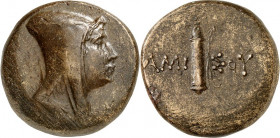 PONTOS. 
STÄDTE. 
AMISOS / PEIRAIEUS (Samsun). AE-Obolos 27mm (125/100 v.Chr.) 20,56g. Kopf mit Tiara n.r.&nbsp;/ AMI- SOY Gorytos. SNG Cop.&nbsp; 1...