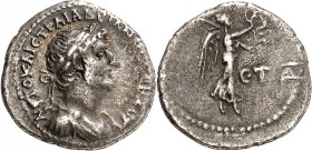 KAPPADOKIEN. 
KAISAREIA am Argaios (Kayseri). 
Hadrian 117 - 138. Hemidrachmon ("4"=&nbsp;120/121) 1,77g. Kopf mit Pallium hinterm Hals und mit Lorb...