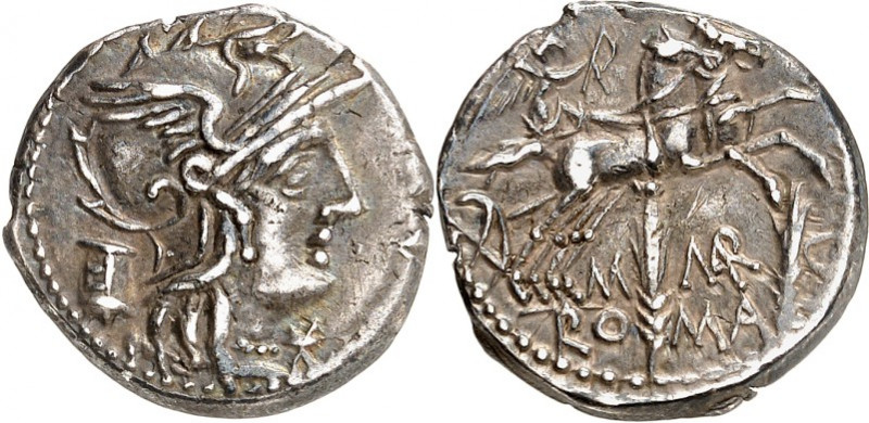 RÖMISCHE REPUBLIK : Silbermünzen. 
Marcus Marcius Mnaeii filius 134 v. Chr. Den...